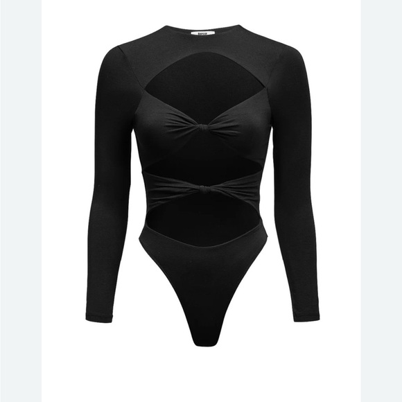 NWT bodssy cutout black bodysuit sz XS - Picture 8 of 16